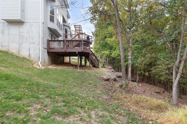 view of yard with a deck