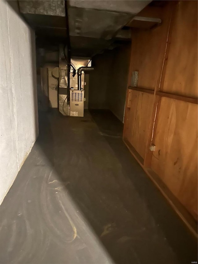 basement with heating unit