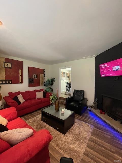 living room with hardwood / wood-style flooring