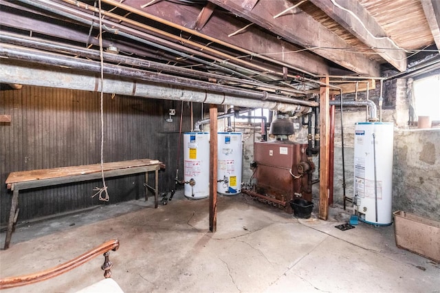 basement featuring water heater