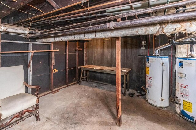 basement with gas water heater