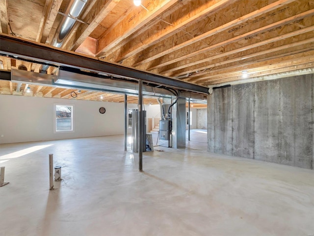 basement featuring water heater