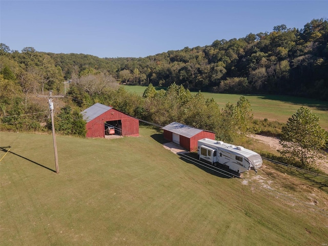 aerial view with a rural view