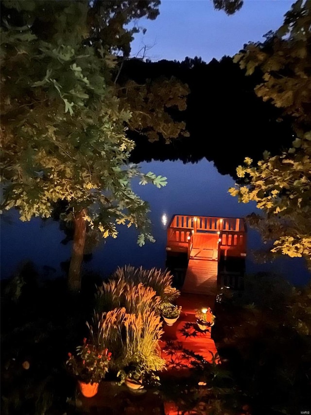 dock area featuring a water view