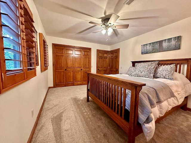 bedroom featuring carpet and ceiling fan