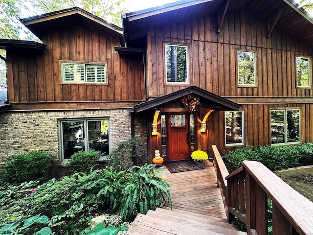 view of front of home with a deck