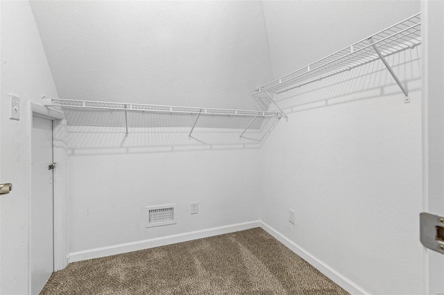 walk in closet featuring carpet