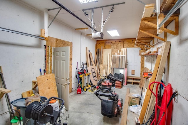 garage with a garage door opener