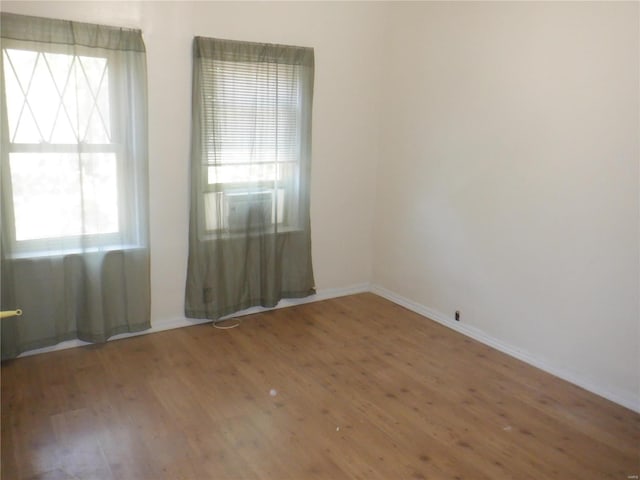 empty room featuring a healthy amount of sunlight and hardwood / wood-style flooring