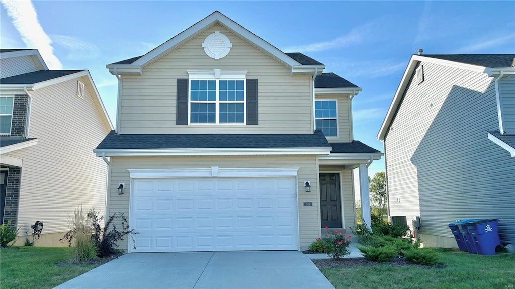 view of property with a garage