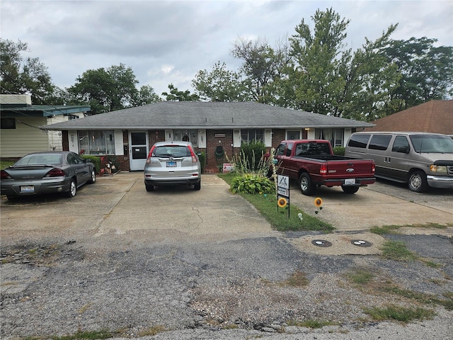 view of single story home