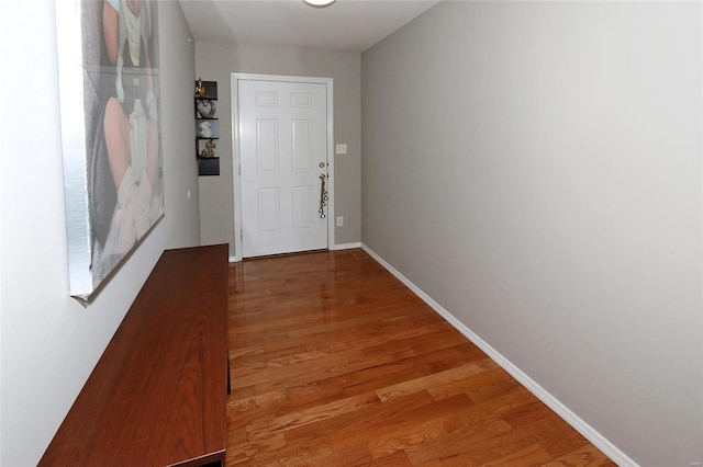 doorway featuring wood-type flooring