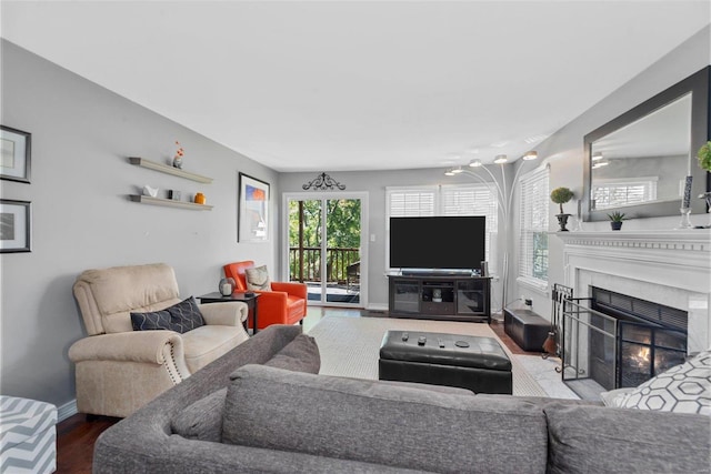 living room featuring wood-type flooring