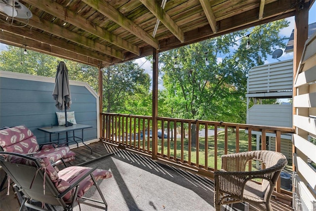 exterior space featuring a wooden deck