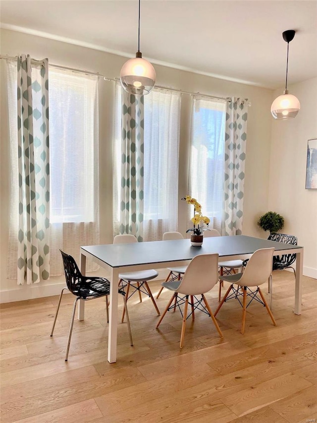 dining area with hardwood / wood-style flooring