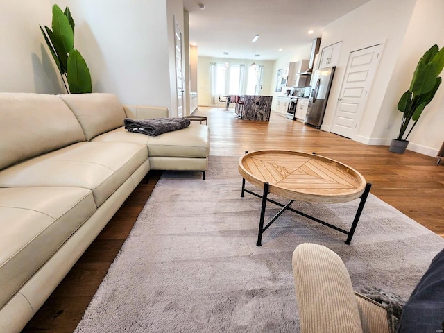 living room with hardwood / wood-style flooring