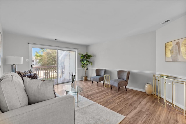 living room featuring light wood-type flooring