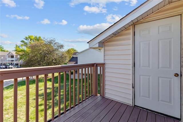 deck featuring a yard