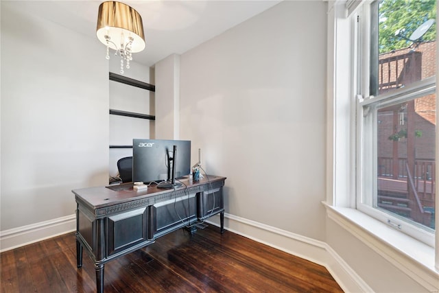 office featuring dark hardwood / wood-style flooring