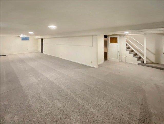 basement with carpet floors