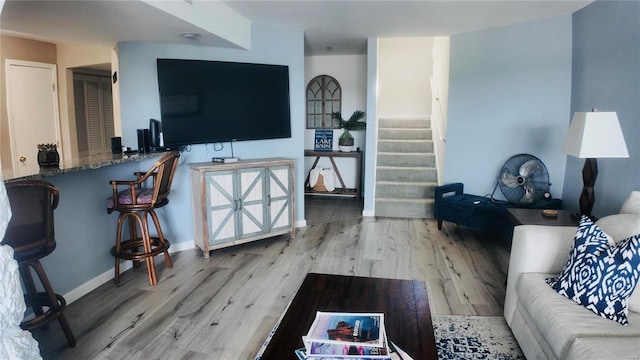 living room featuring light hardwood / wood-style floors