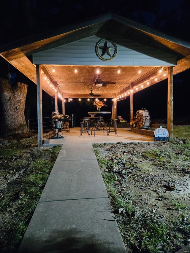 view of patio at twilight