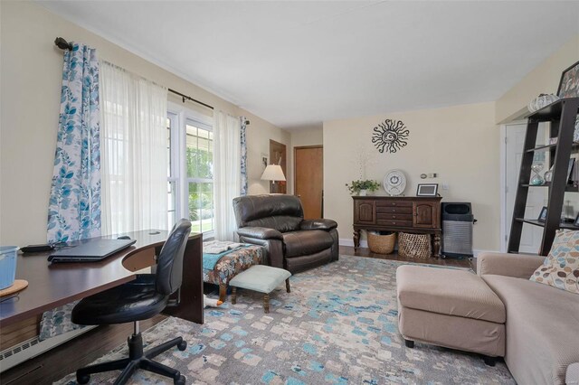 office area featuring light hardwood / wood-style flooring