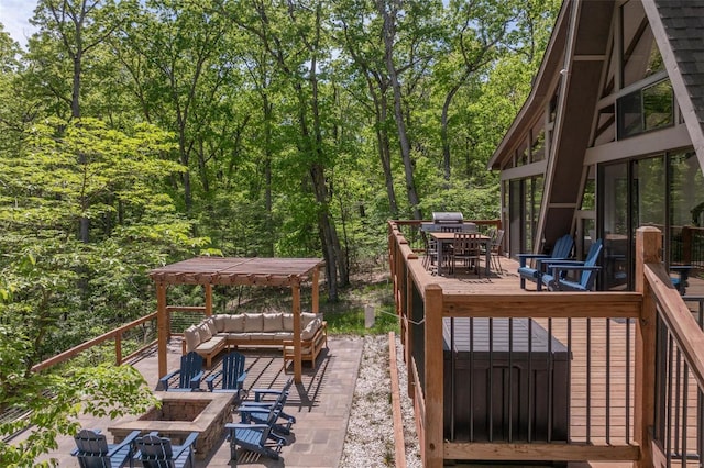 wooden terrace with outdoor lounge area