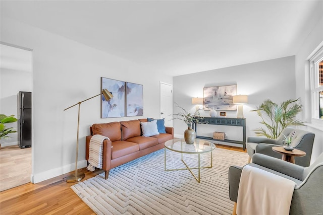 living room featuring light wood-type flooring