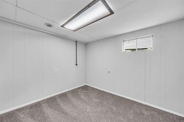 basement with carpet floors