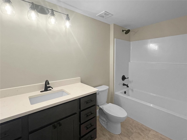 full bathroom with vanity, toilet, and shower / bath combination