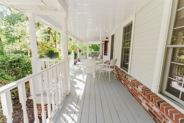 deck with a porch