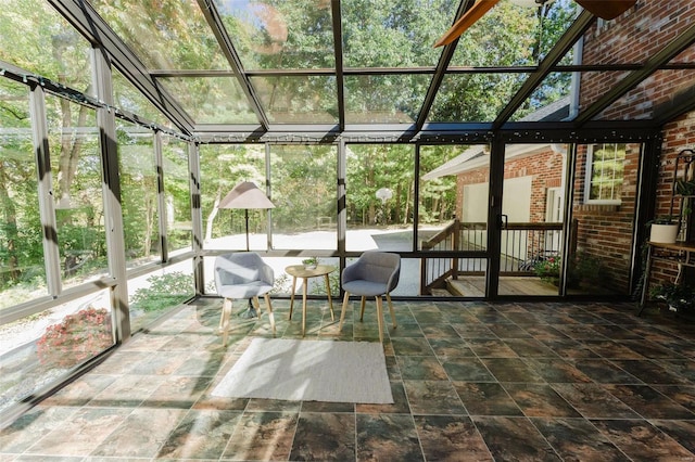 view of unfurnished sunroom