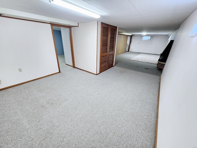 basement with carpet