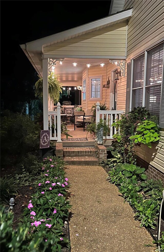 view of patio at twilight