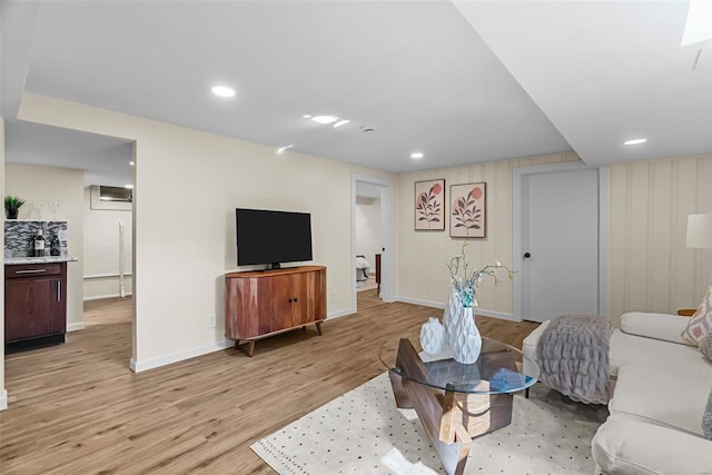 living room with light wood-type flooring