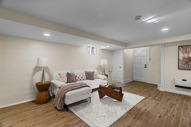 living room with hardwood / wood-style floors