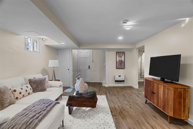 living room with light wood-type flooring