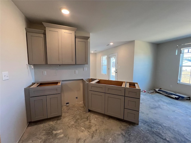 kitchen with gray cabinetry