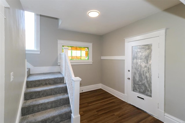 entrance foyer featuring dark hardwood / wood-style floors