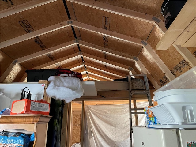 view of unfinished attic