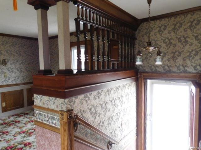 interior space featuring ornamental molding