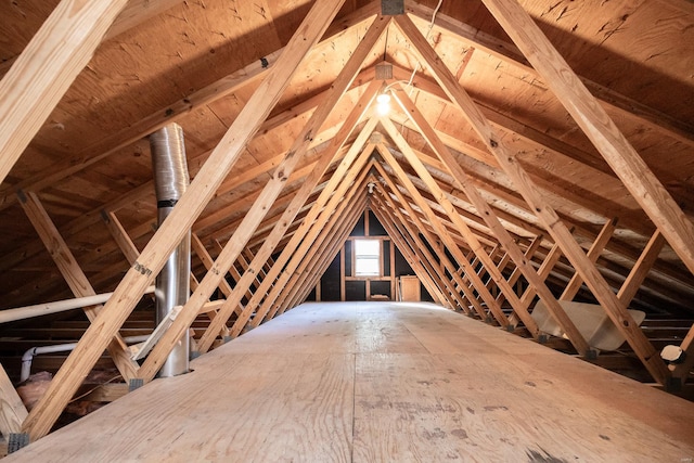 view of unfinished attic