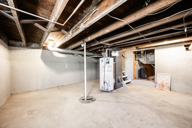 basement with water heater