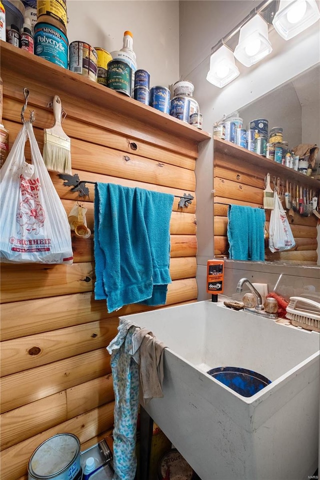 interior space featuring log walls