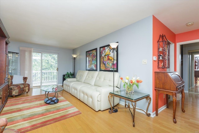 living room with hardwood / wood-style flooring