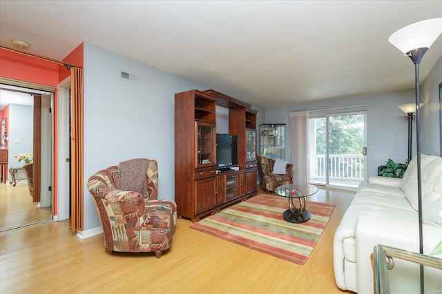 living room with light wood-type flooring