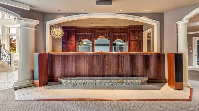 reception area with ornate columns