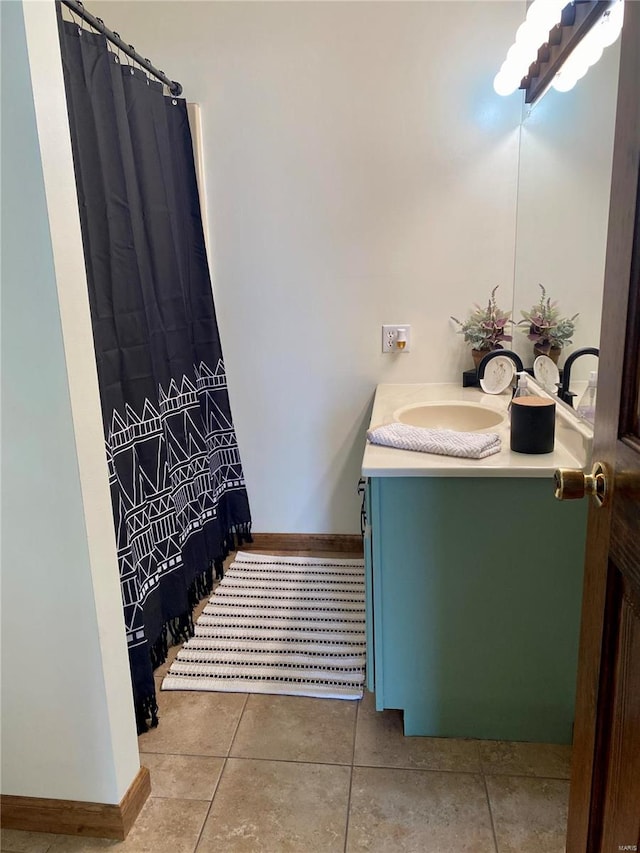 bathroom featuring vanity and tile patterned floors