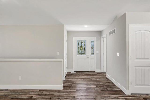 foyer entrance featuring dark hardwood / wood-style flooring